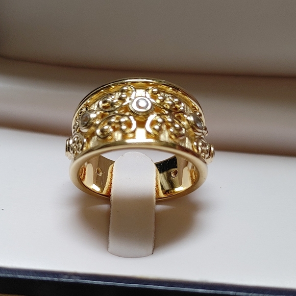Gold Vermeil 925 Thailand Band Ring Byzantine Style Size 8 - Picture 9 of 15